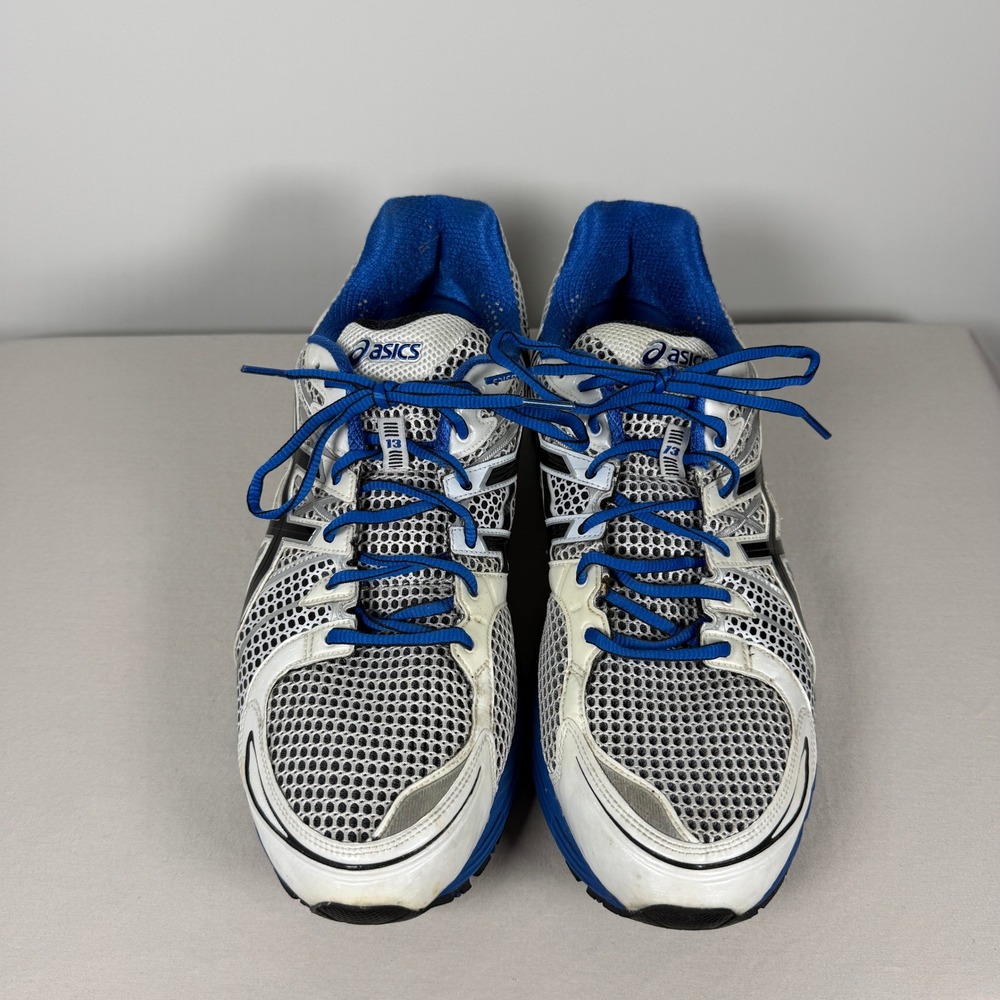 Asics Gel-Nimbus 13 Mens Running Shoes White‎ Blue Black Sneakers T134N - Picture 8 of 16